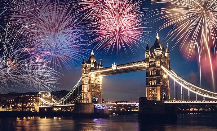 London Tower Bridge Fireworks New Years 