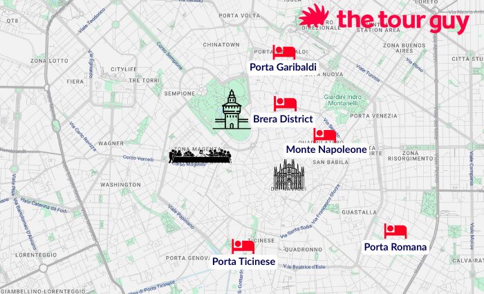 The Best Areas to Stay in Milan Map