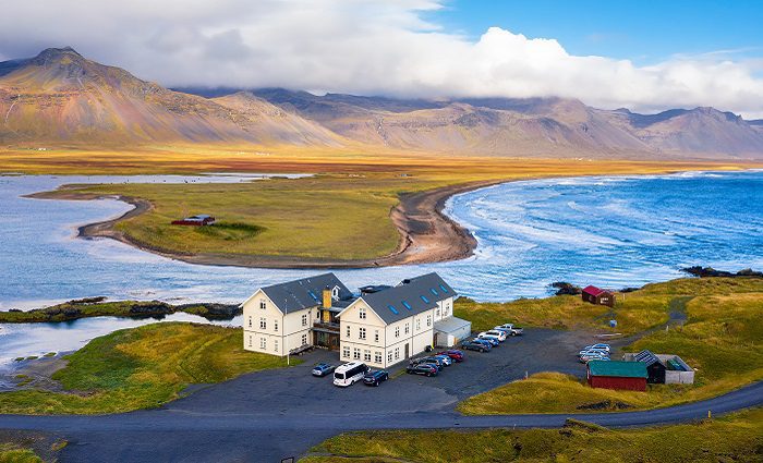 houses on lake in iceland