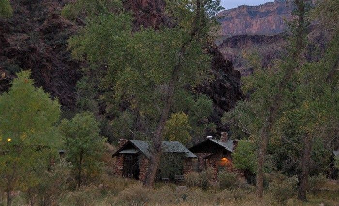 phantom ranch cabins at sunset