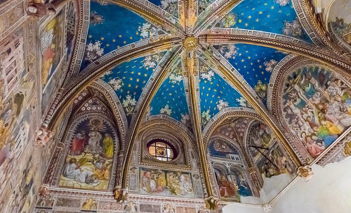 View of the interior ceiling of St. Blas Chapel in Toledo Cathedral