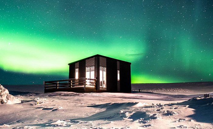 northern lights over house