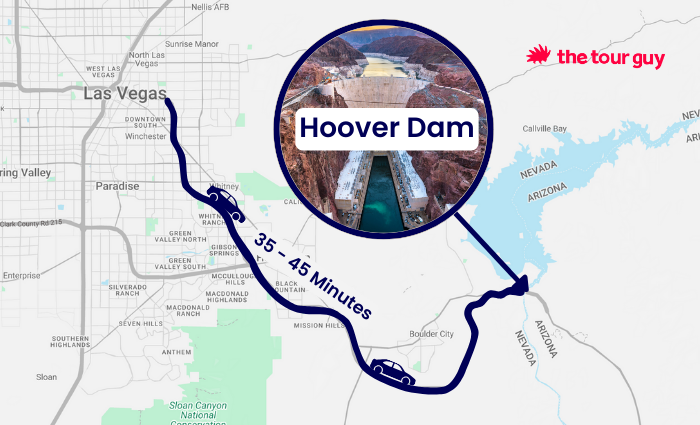 Map of Hoover Dam from Las Vegas