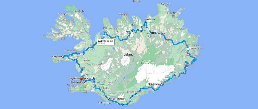 map of iceland ring road