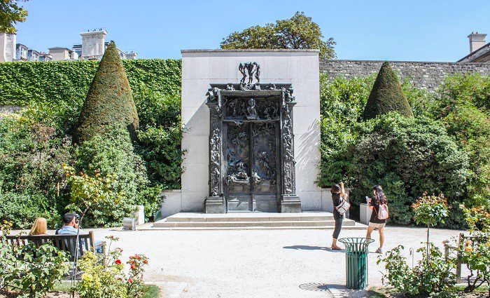 The Gates of Hell by Rodin in the sculpture garden of the Musee Rodin in Paris