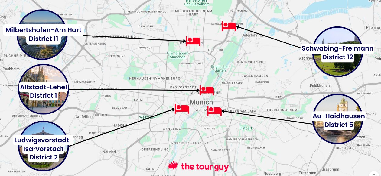 Map of Where to Stay in Munich
