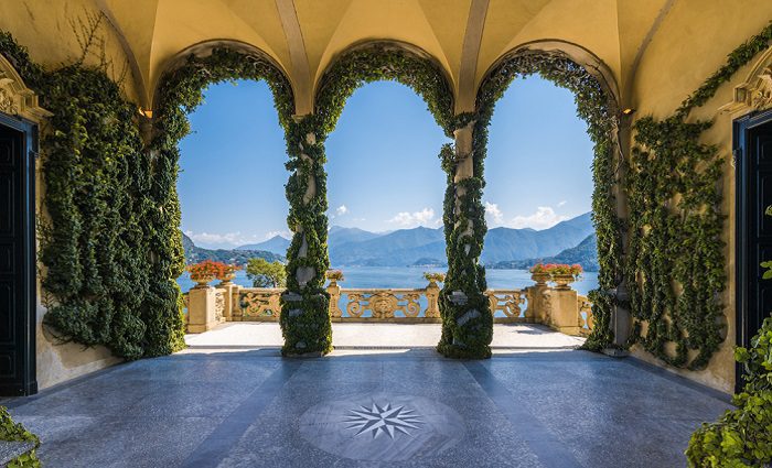 view of lake under balcony under three arches