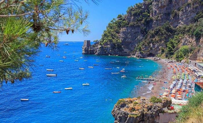 blue sea and beach at fornillo