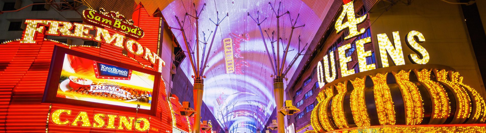 People enjoying the Las Vegas nightlife downtown on Fremont Street