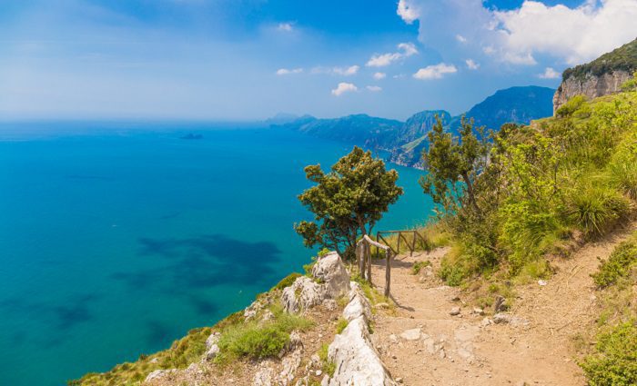 hiking trail along the amalfi coast