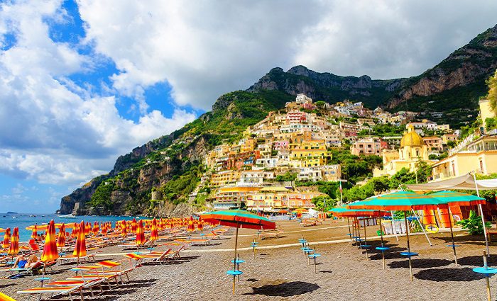 umbrellas on beach in positano