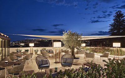 The rooftop terrace with views of Naples from the Britannique