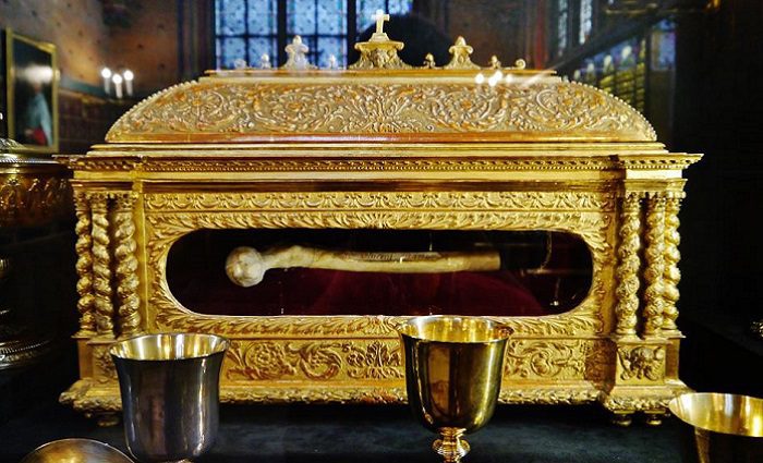gold treasury box with relics at notre dame