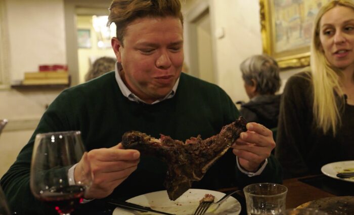 Dining on Florentine steak on a Florence Food Tour