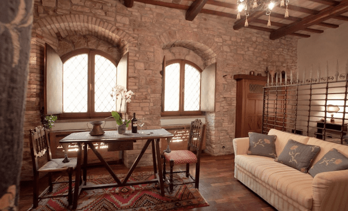 Medieval interior of the apartment in the centre of Assisi