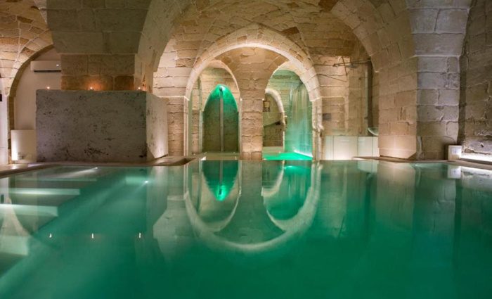 a view of the underground pool of the spa