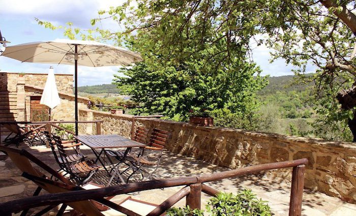 Terrace of the Romitorio de Serelle in Barberino de Val d'Elsa, Chianti, Tuscany 