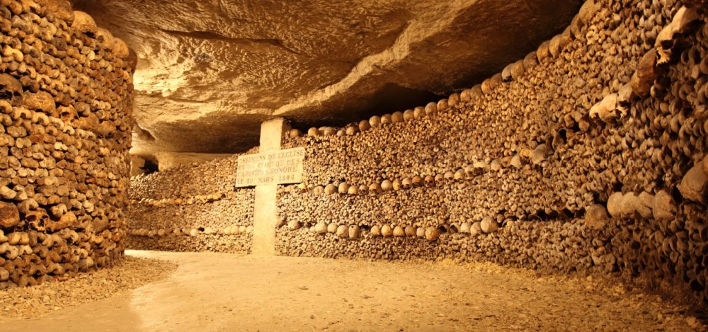 Thousands of bones in the Paris Catacombs