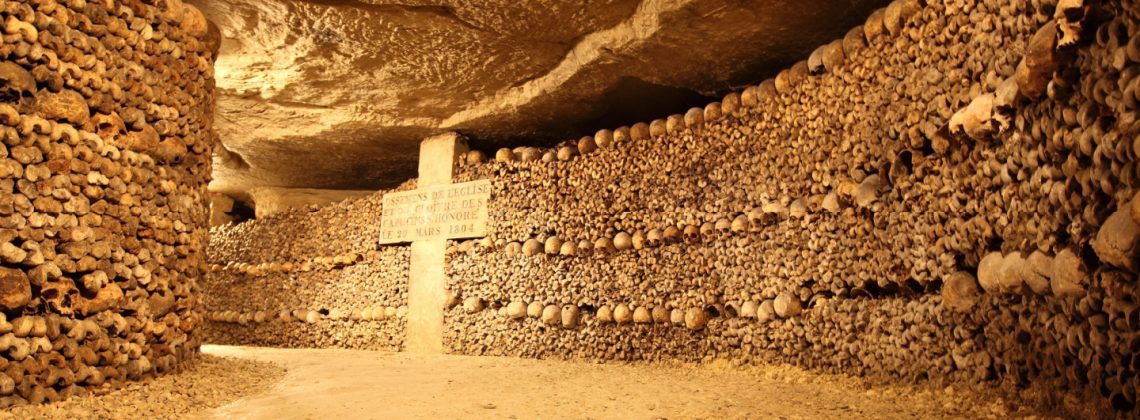 Thousands of bones in the Paris Catacombs