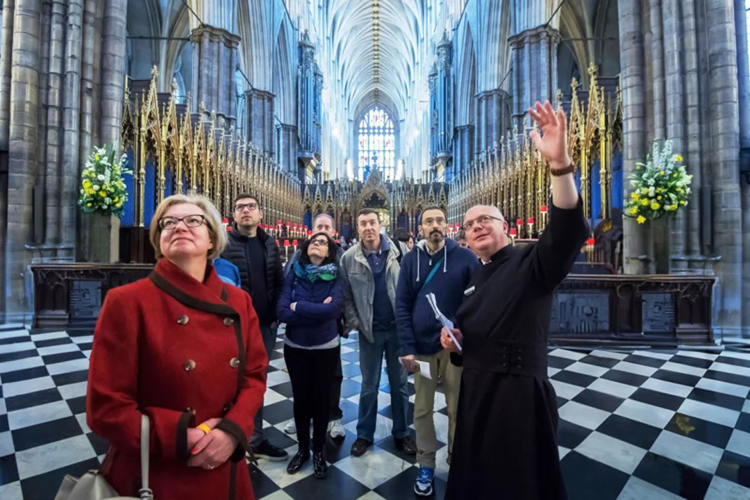 Tour group inside Westminster Abbey