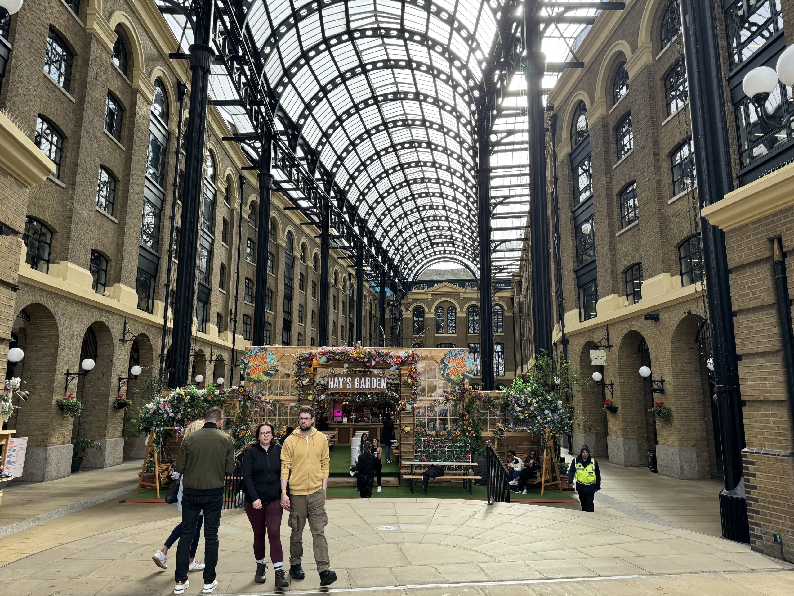 People walking in open market at Hay's Galleria.