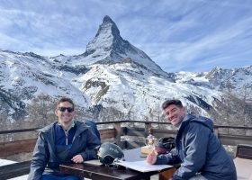 Brandon Shaw and Sean Finelli in front of Matterhorn in Zermatt