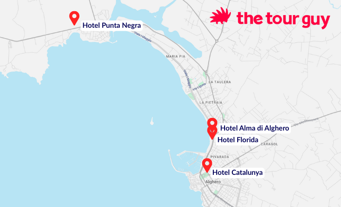 Viešbučių žemėlapis Alghere