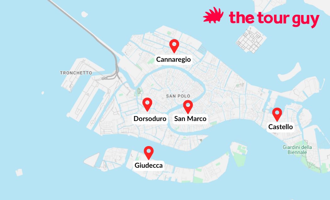 Map of The Best Areas to Stay in Venice