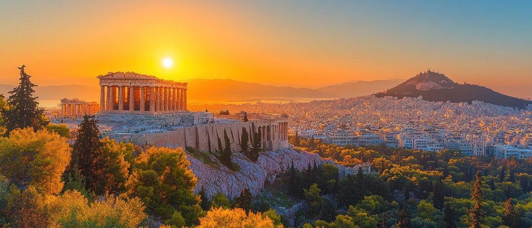 Athens sunset over the Acropolis, a great place to spend Thanksgiving in Euopre
