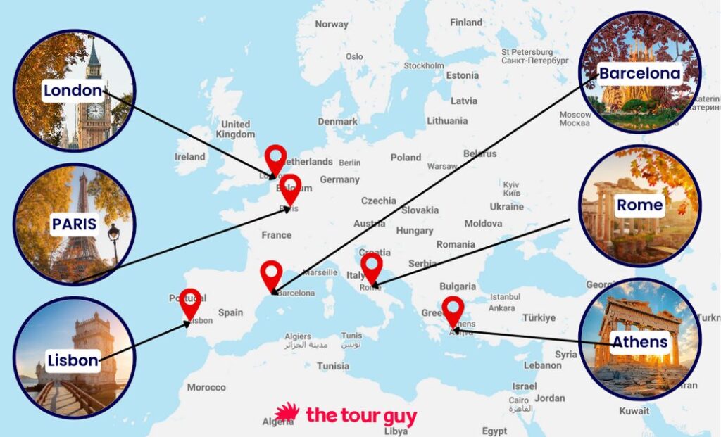 Map of Where to Spend Thanksgiving in Europe