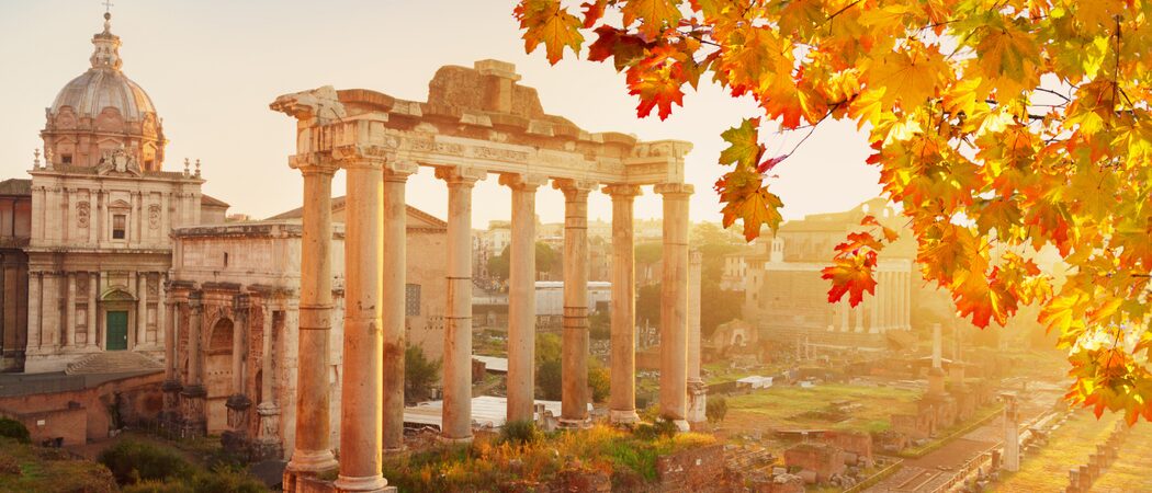 Rome in November with fall foilage, a great place for Thanksgiving in Europe