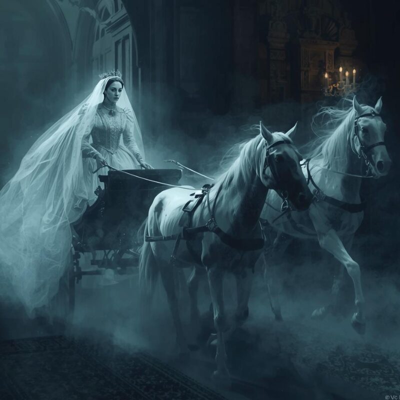 AI generated image of Anne Boleyn's ghost.