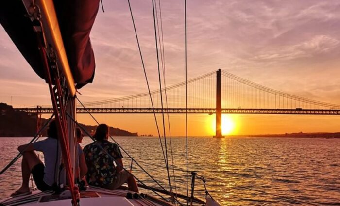cruising the Tagus river at sunset