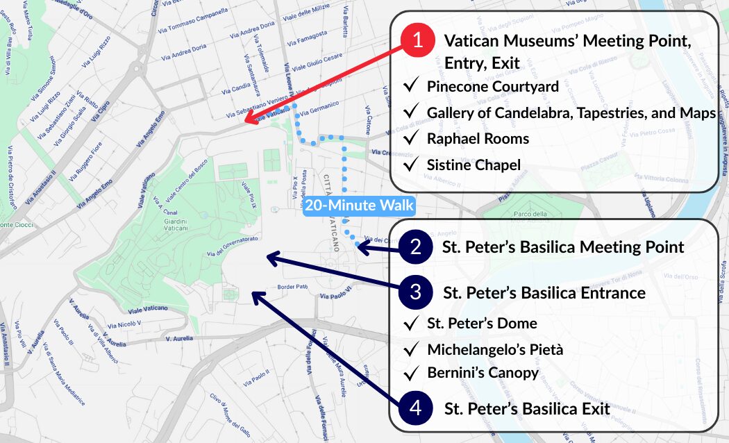 map showing Vatican Museums entrance