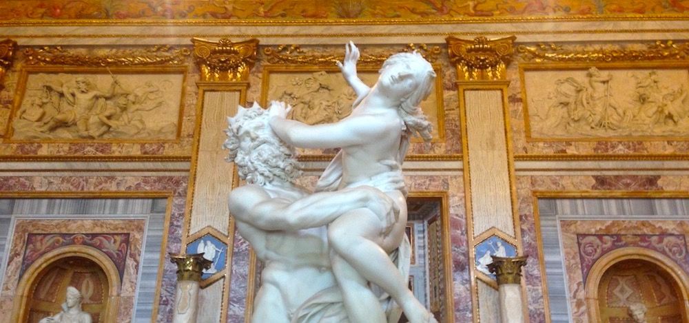 The Rape of Proserpina by Bernini closeup at Borghese gallery