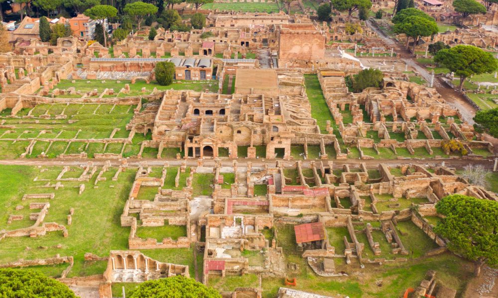the sprawling Roman ruins of Ostia Antica