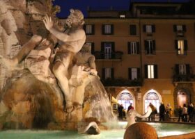The BEST Restaurants in ROME for 2025 Piazza-Navona-Four-River-Fountain-At-night-The-Tour-Guy-Tours-1440