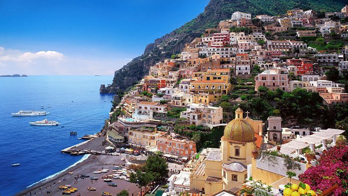 aerial view of positano in the amalfi coast