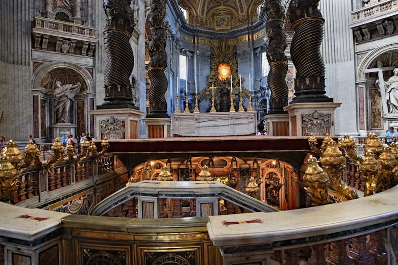 view St. Peter's tomb inside St. Peter's Basilica