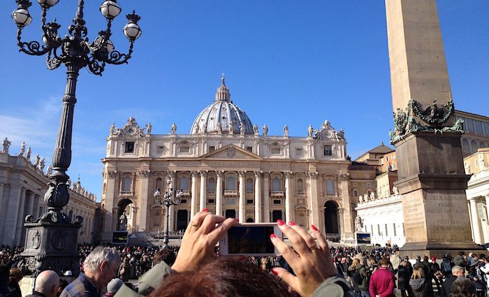 Crowd outside St. Peter's Basilica