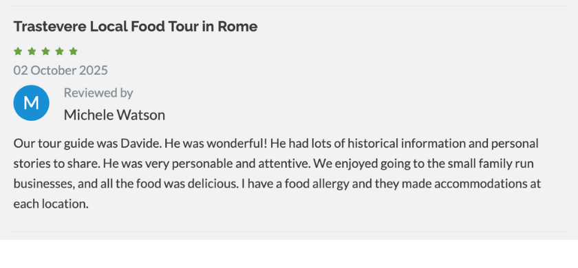 review of the trastevere local food tour