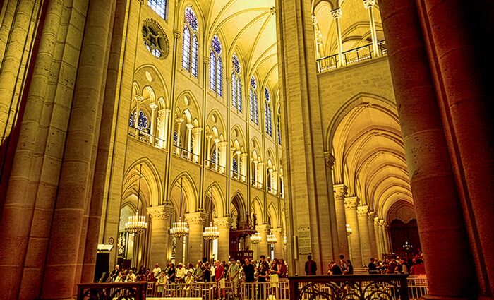interior of Notre Dame, as seen on a guided tour