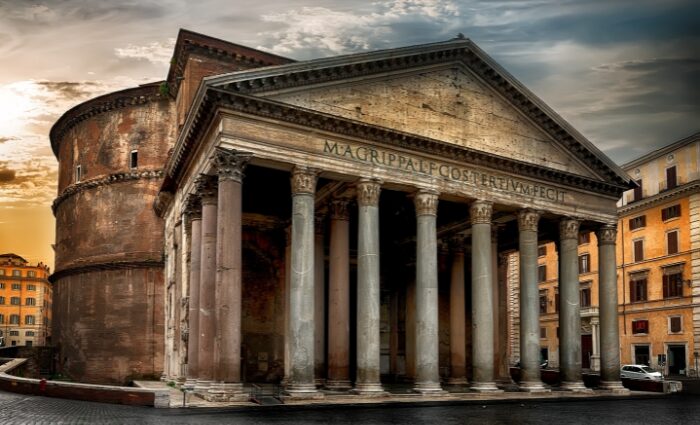 Outside the Pantheon in the quiet evening hours